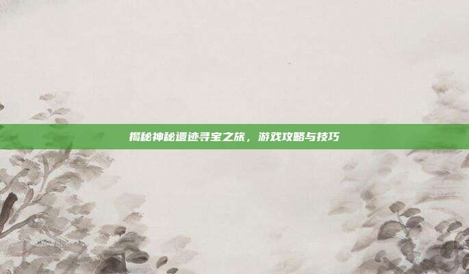 揭秘神秘遗迹寻宝之旅，游戏攻略与技巧