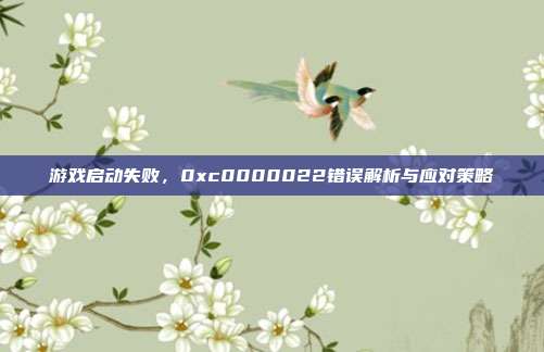 游戏启动失败，0xc0000022错误解析与应对策略