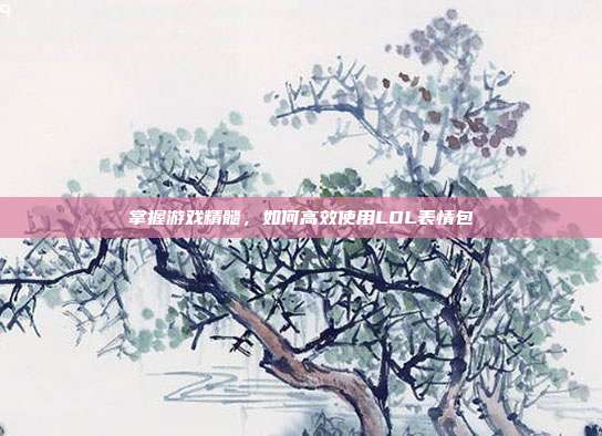 掌握游戏精髓,如何高效使用LOL表情包