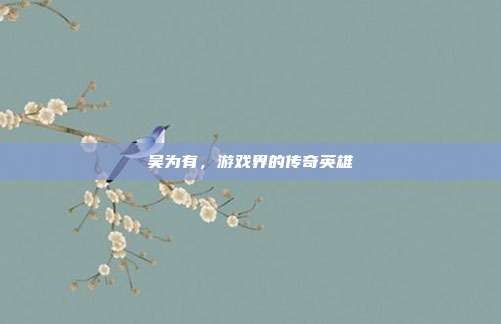 吴为有，游戏界的传奇英雄