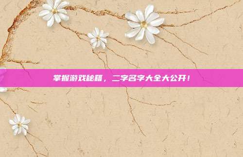 掌握游戏秘籍,二字名字大全大公开!