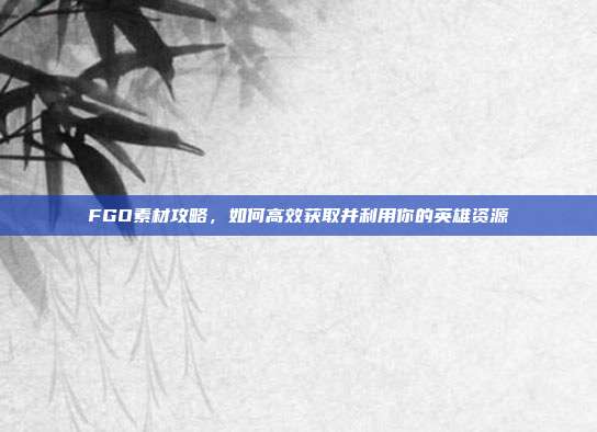 FGO素材攻略,如何高效获取并利用你的英雄资源