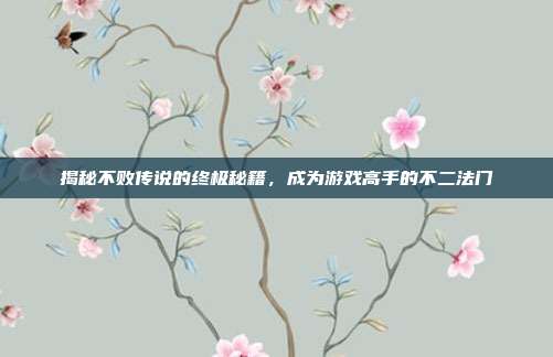 揭秘不败传说的终极秘籍,成为游戏高手的不二法门
