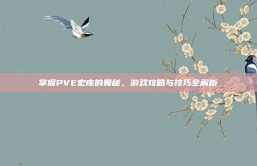 掌握PVE宏库的奥秘,游戏攻略与技巧全解析