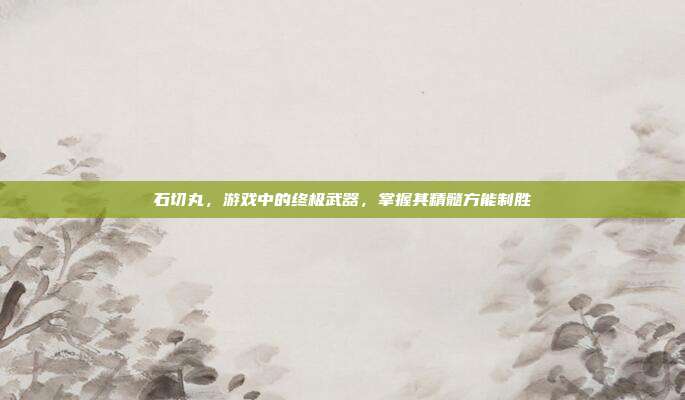 石切丸，游戏中的终极武器，掌握其精髓方能制胜