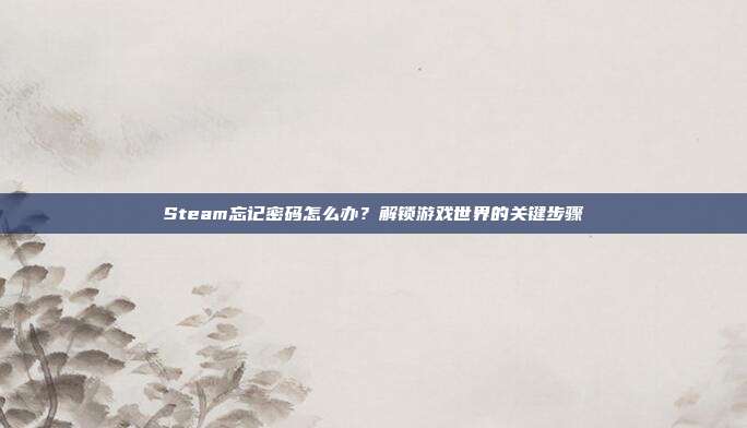 Steam忘记密码怎么办?解锁游戏世界的关键步骤