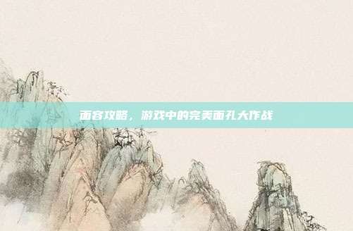 面容攻略,游戏中的完美面孔大作战