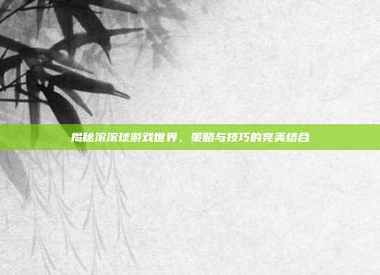 揭秘滚滚球游戏世界,策略与技巧的完美结合