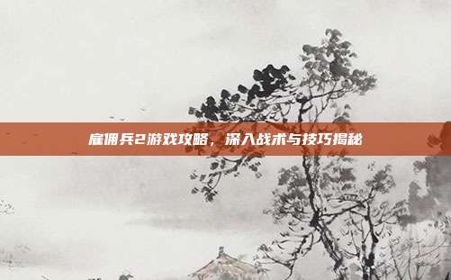 雇佣兵2游戏攻略，深入战术与技巧揭秘