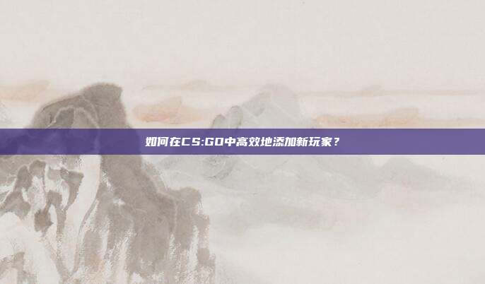 如何在CS:GO中高效地添加新玩家？