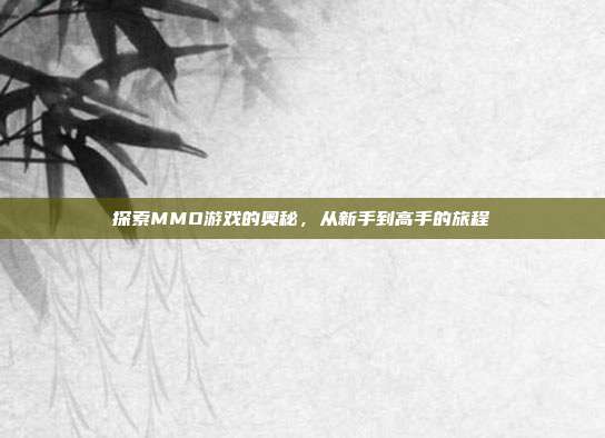 探索MMO游戏的奥秘,从新手到高手的旅程