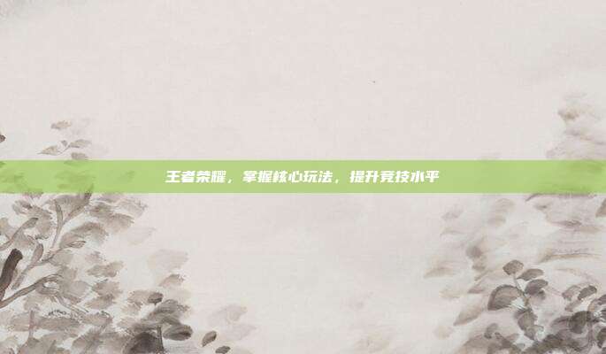 王者荣耀,掌握核心玩法,提升竞技水平