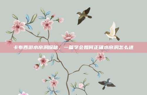 卡布西游水帘洞探秘，一篇学会如何正确水帘洞怎么进
