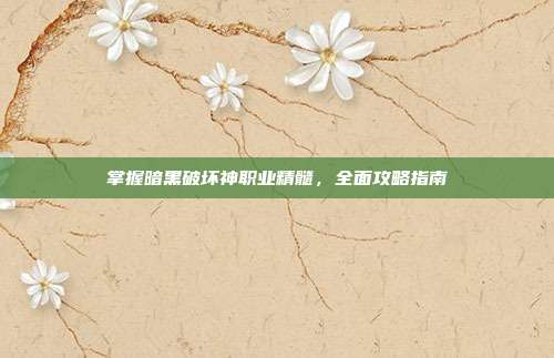 掌握暗黑破坏神职业精髓,全面攻略指南