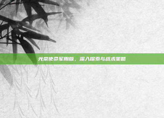 光荣使命军用版，深入探索与战术策略