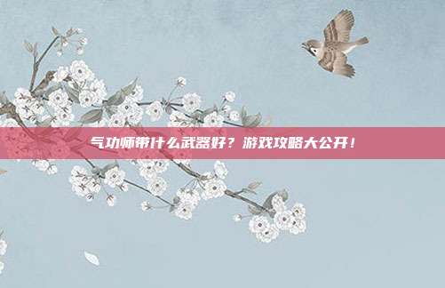 气功师带什么武器好?游戏攻略大公开!
