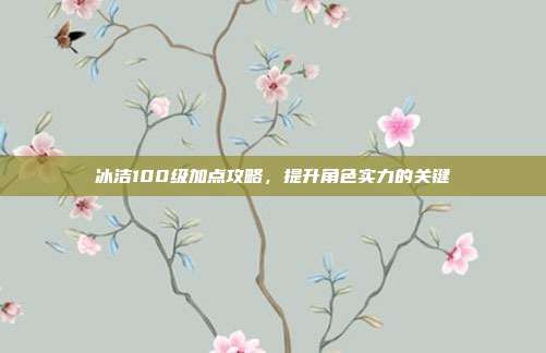 冰洁100级加点攻略,提升角色实力的关键