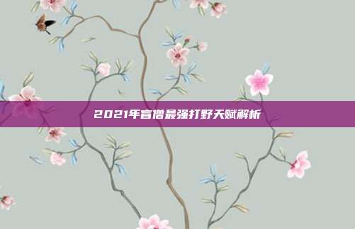 2021年盲僧最强打野天赋解析