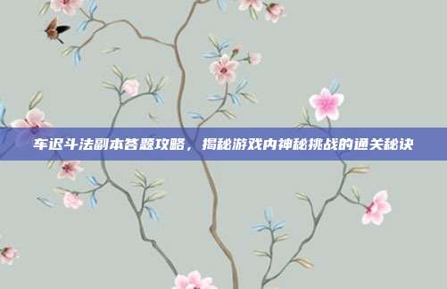 车迟斗法副本答题攻略,揭秘游戏内神秘挑战的通关秘诀
