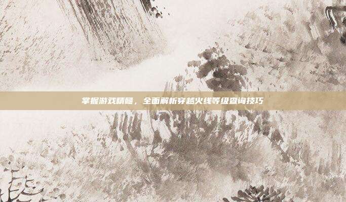 掌握游戏精髓，全面解析穿越火线等级查询技巧