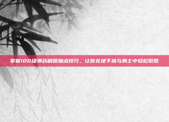 掌握100级弹药刷图加点技巧,让你在地下城与勇士中轻松取胜