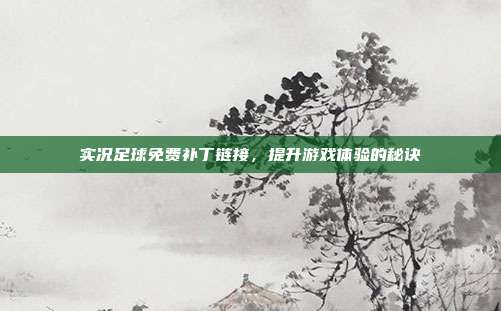 实况足球免费补丁链接,提升游戏体验的秘诀