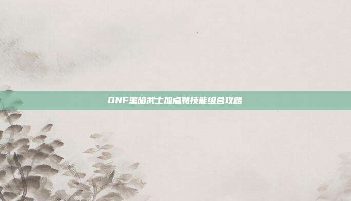 DNF黑暗武士加点和技能组合攻略