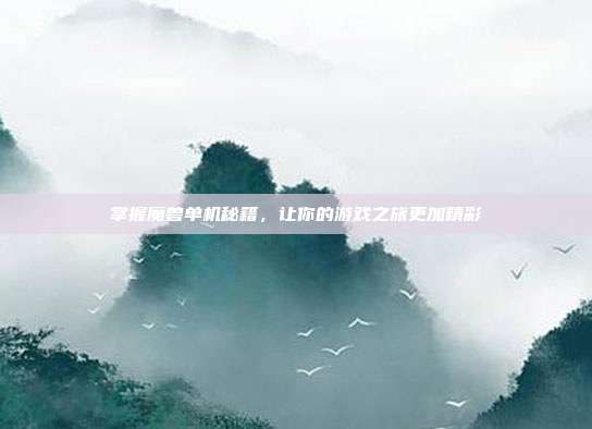 掌握魔兽单机秘籍,让你的游戏之旅更加精彩