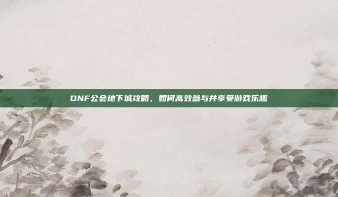 DNF公会地下城攻略，如何高效参与并享受游戏乐趣