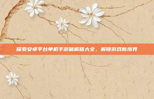 探索安卓平台单机手游破解版大全,解锁游戏新境界