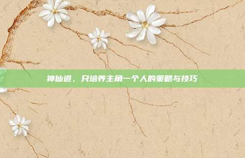 神仙道,只培养主角一个人的策略与技巧