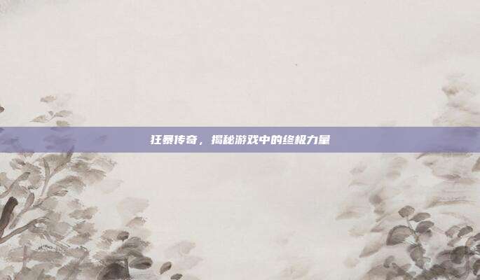 狂暴传奇,揭秘游戏中的终极力量
