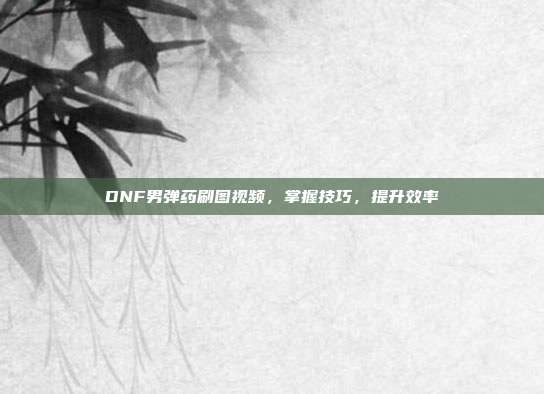 DNF男弹药刷图视频,掌握技巧,提升效率