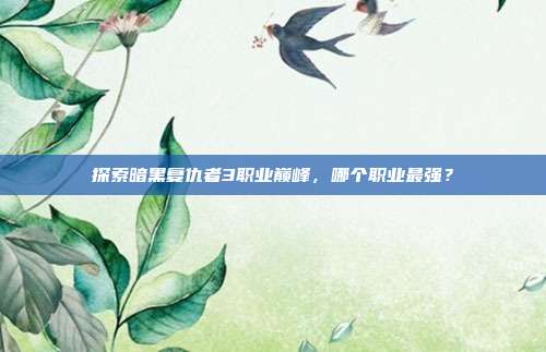 探索暗黑复仇者3职业巅峰,哪个职业最强?
