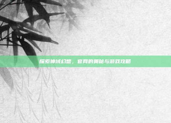 探索神域幻想,官网的奥秘与游戏攻略