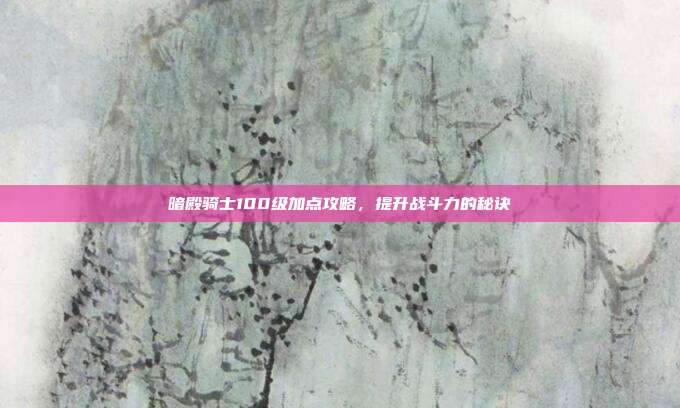 暗殿骑士100级加点攻略,提升战斗力的秘诀