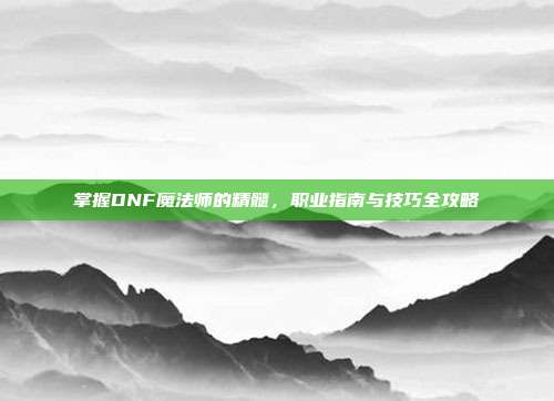 掌握DNF魔法师的精髓,职业指南与技巧全攻略
