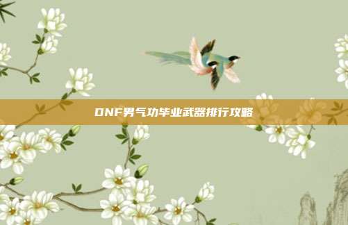 DNF男气功毕业武器排行攻略