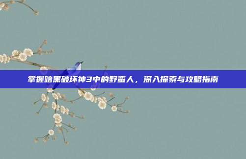 掌握暗黑破坏神3中的野蛮人,深入探索与攻略指南