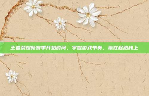 王者荣耀新赛季开始时间,掌握游戏节奏,赢在起跑线上
