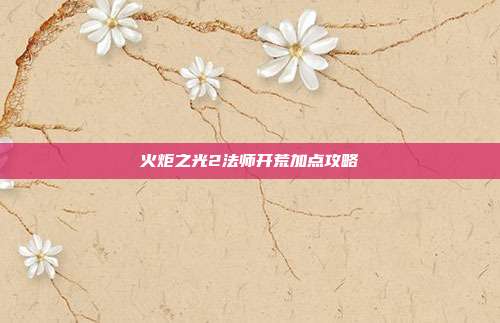 火炬之光2法师开荒加点攻略