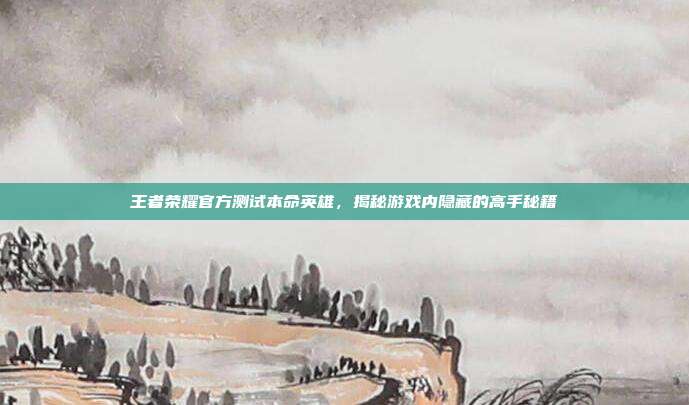 王者荣耀官方测试本命英雄,揭秘游戏内隐藏的高手秘籍