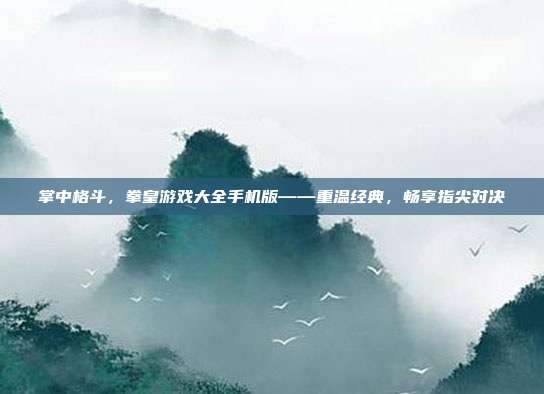 掌中格斗,拳皇游戏大全手机版——重温经典,畅享指尖对决