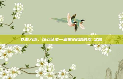 以拳入道,以心证法—暗黑3武僧的涅槃之路