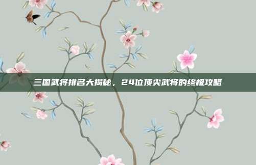 三国武将排名大揭秘,24位顶尖武将的终极攻略