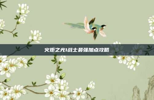 火炬之光1战士最强加点攻略