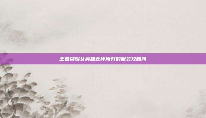 王者荣耀女英雄去掉所有的服装攻略网