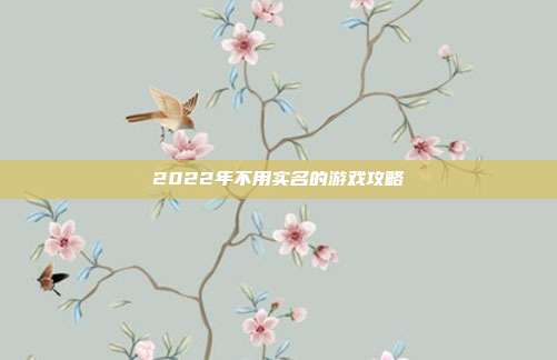 2022年不用实名的游戏攻略