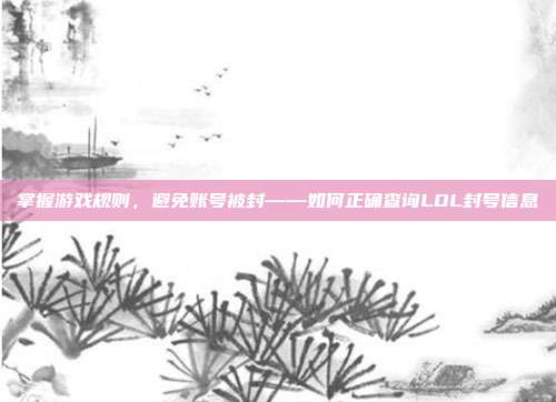 掌握游戏规则,避免账号被封——如何正确查询LOL封号信息