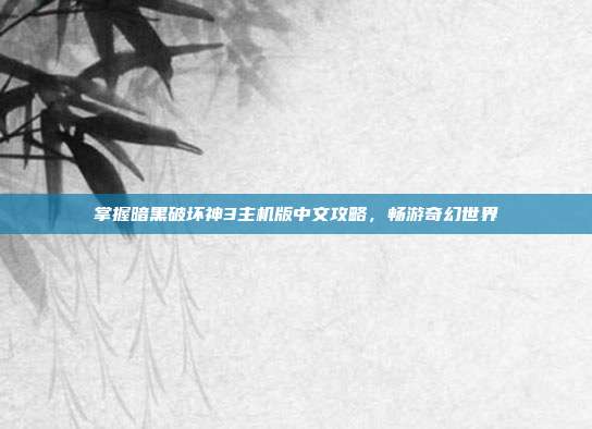 掌握暗黑破坏神3主机版中文攻略，畅游奇幻世界